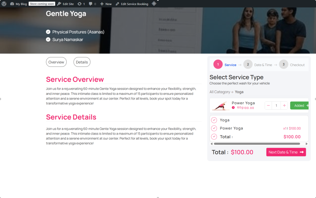 Service booking live frontend
